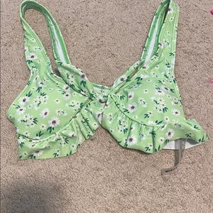 SHEIN green floral bikini top